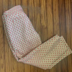 J. Crew Geometric Pants - Size 6 - Pink and Gold